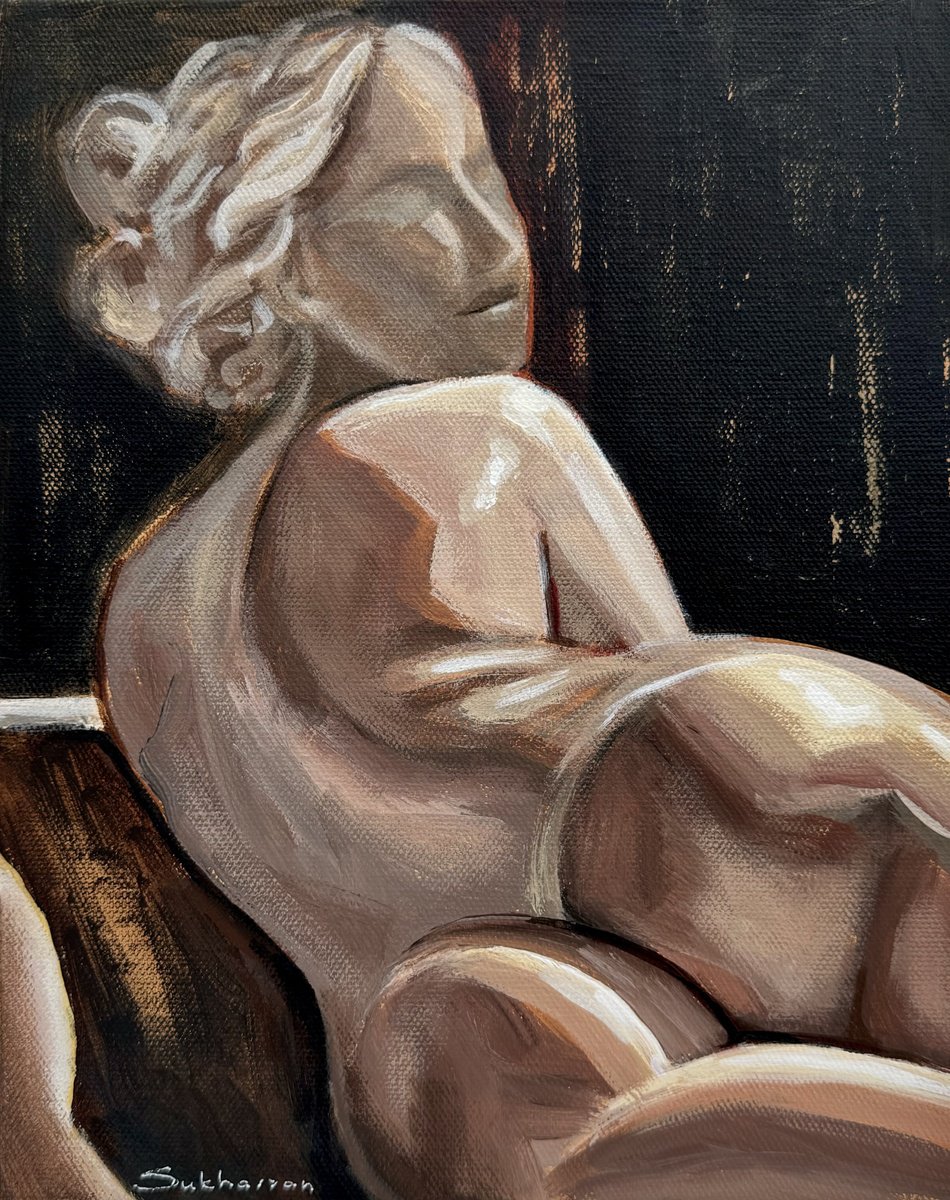 Impressionistic Portrait Acrylic Painting By Victoria Sukhasyan, 8 X 10", Untitled, Original Artwork