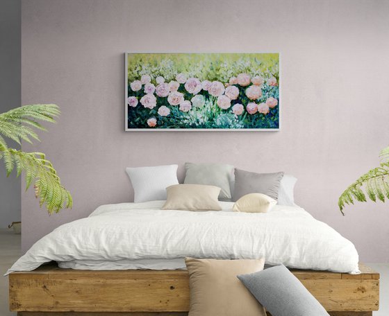 royal delicate pink roses impressionist  painting