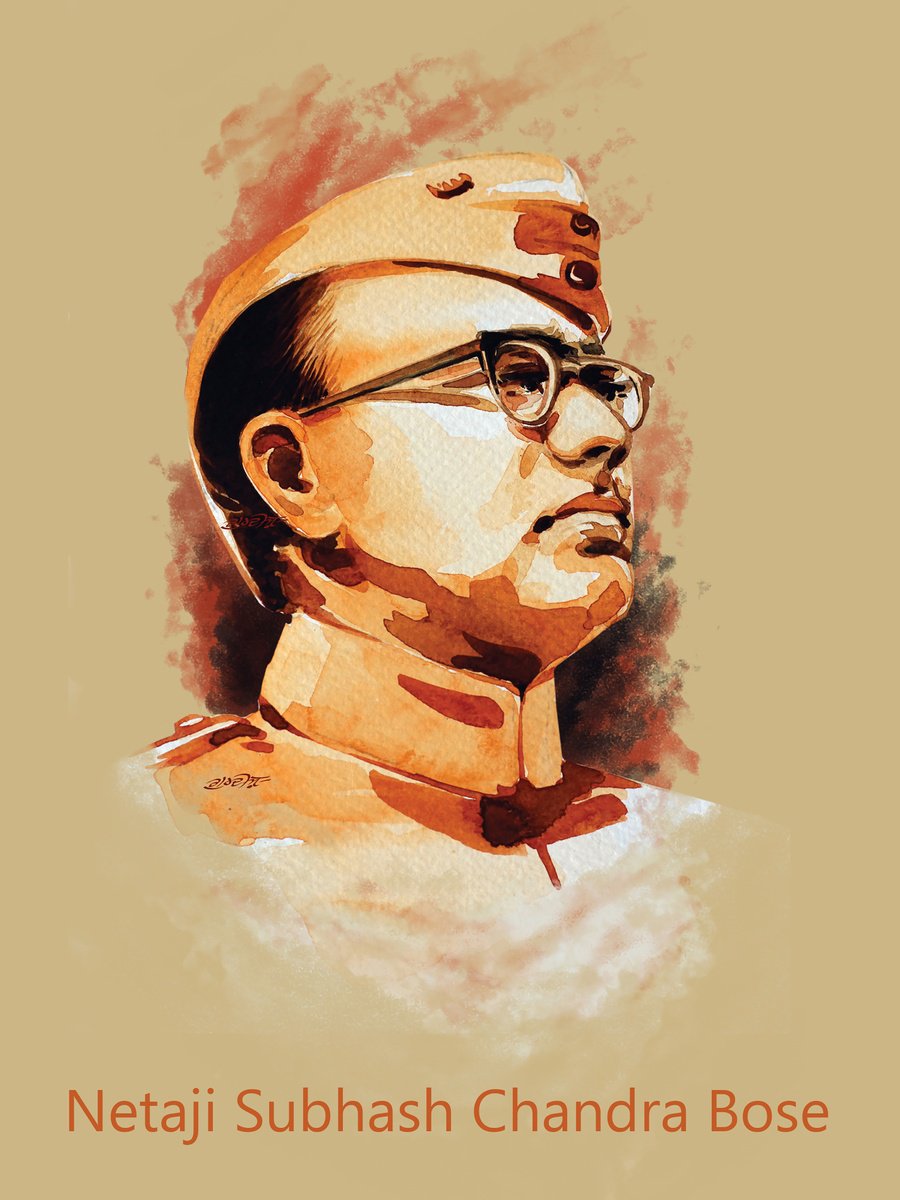 Urban And Pop Portrait Acrylic Painting By Artist Gurdish Pannu, 30 X 40, Netaji Subhash Chandra Bose, Original Artwork