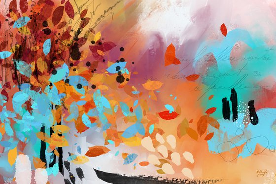 Les feuilles mortes se ramassent à la pelle - Abstract artwork - Limited edition of 5