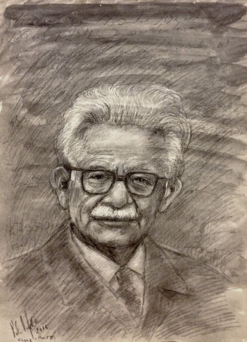Photorealistic Portrait Pencil Drawing By Paolo Beneforti, 14 X 20", Portrait Of Elias Canetti, Original Artwork