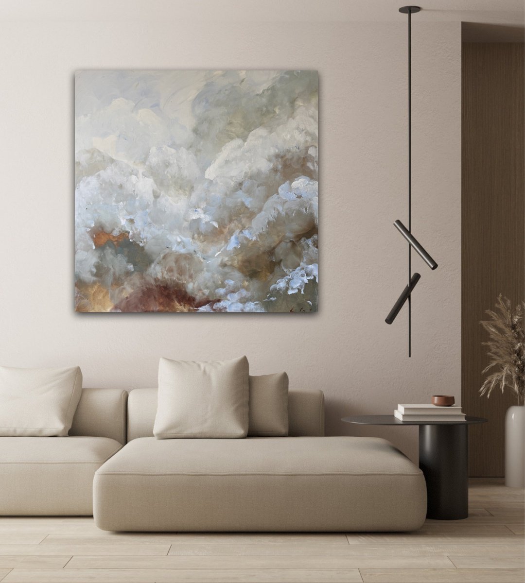 Abstract Landscape Acrylic Painting By Ivana Gigovic, 35 X 35, Clouded Earth, Original Artwork