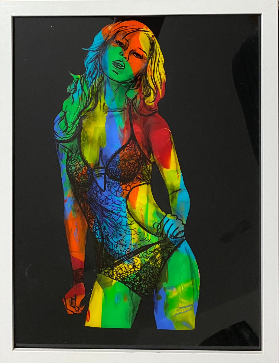 Expressive Portrait Acrylic Painting By Eka Peradze, 13 X 17, Action.3D Woman. Eka Peradze Art., Original Artwork