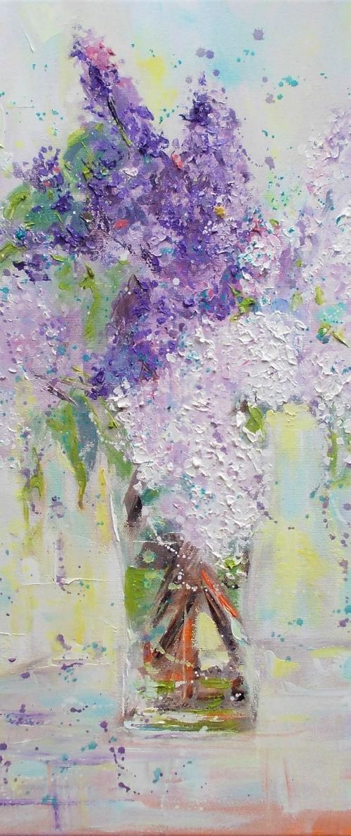Lilacs - Oil Painting by Antigoni Tziora