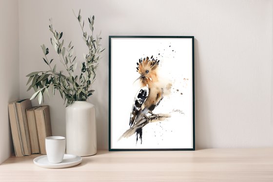 Hoopoe Bird Watercolor Painting