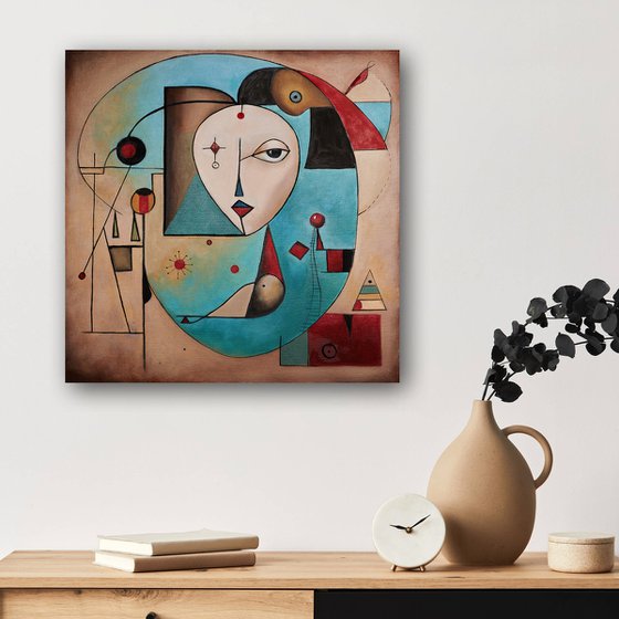 Geometric girl. Joan Miro style