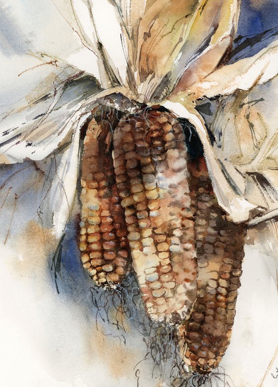 Sweet Corn Watercolor Painting