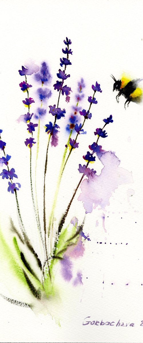 lavender and bumblebee by Eugenia Gorbacheva