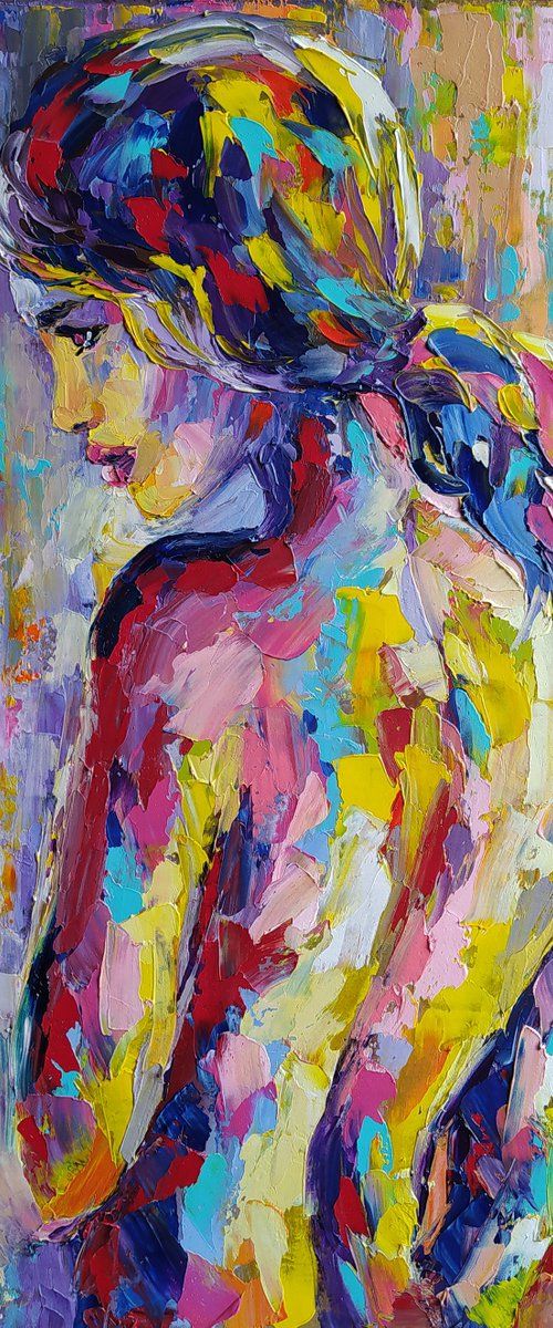 Look into the future - nude, erotic, body, woman, woman body, oil painting, face, a gift for him, gift for man, nu by Anastasia Kozorez