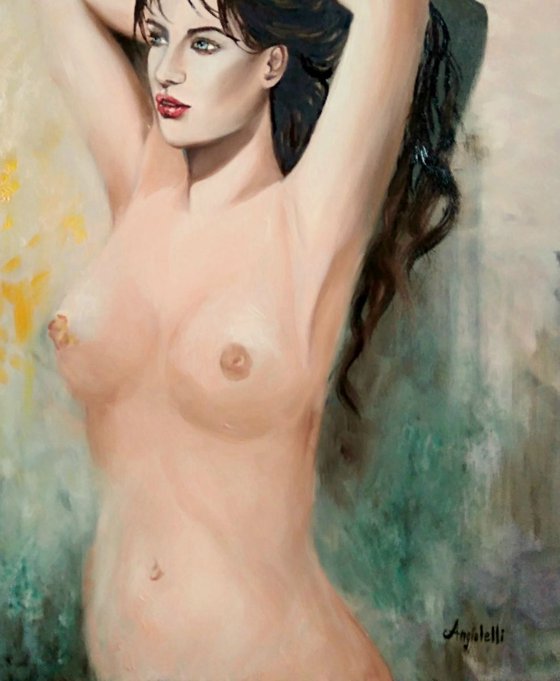 Honey - portrait- nude - woman - original painting