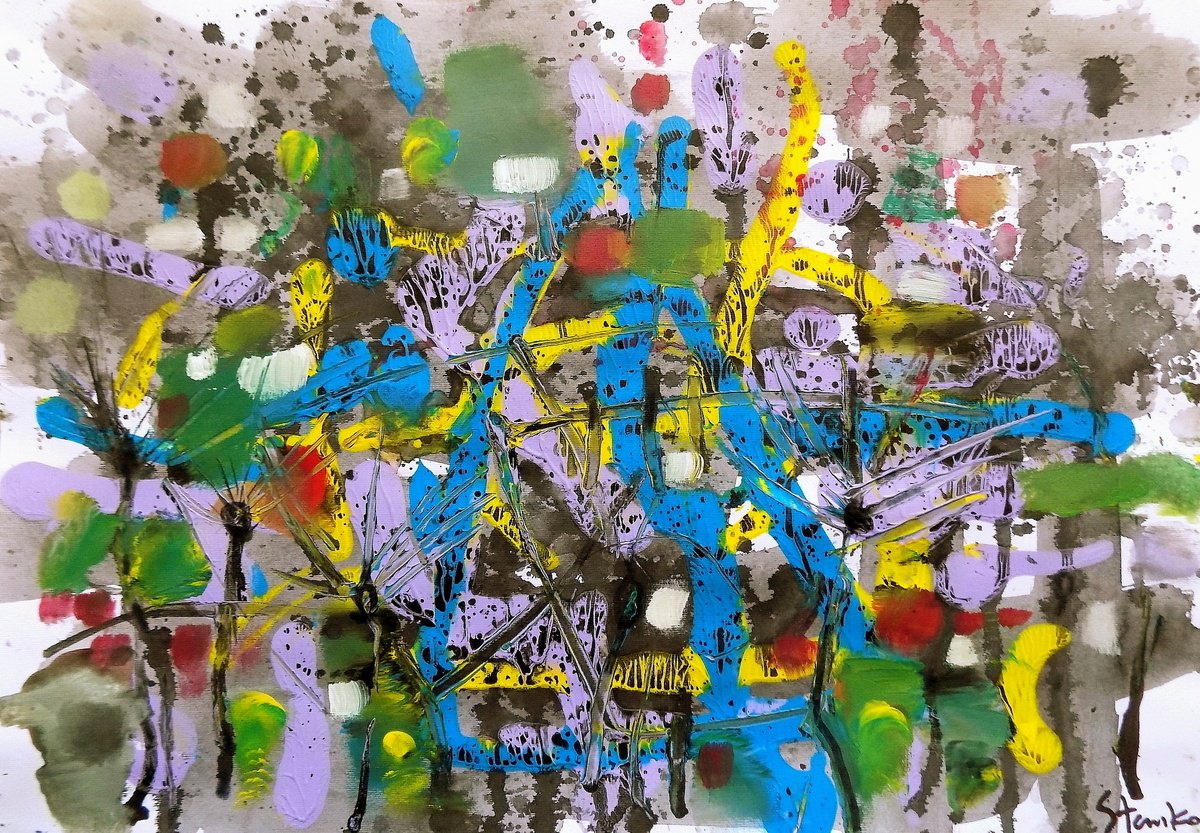 Abstract Acrylic Painting By Stanislav Bojankov, 20 X 14", Spring-Iii, Original Artwork