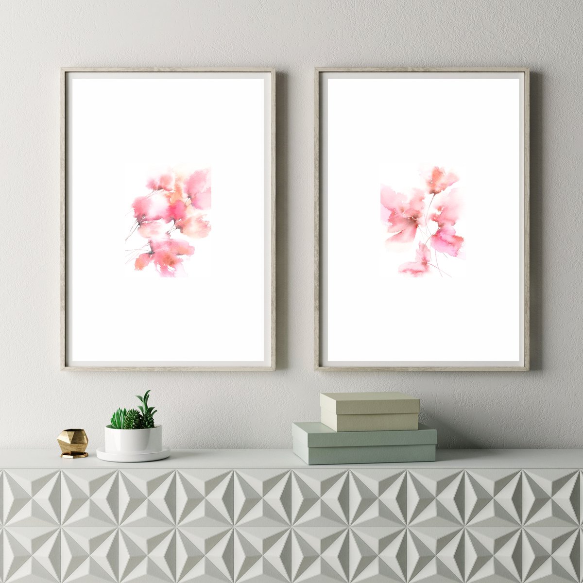Abstract flowers, diptych Charm by Olya Grigo