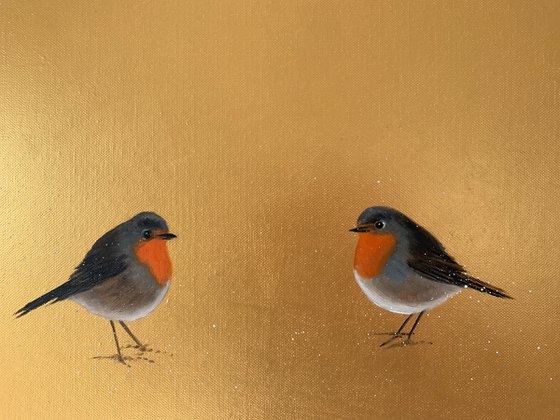 Two Robins ~ On Gold