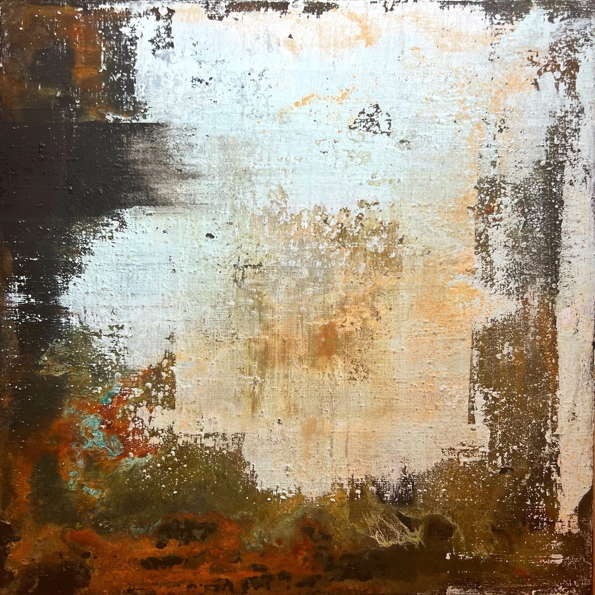 Abstract Painting By Sergio Aranda, 16 X 16", Erode, Original Artwork