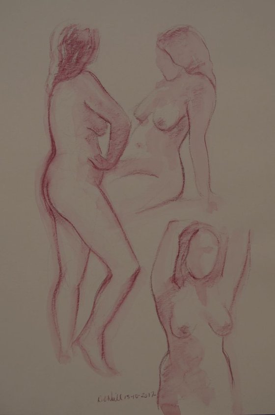 Female nude in 3 poses