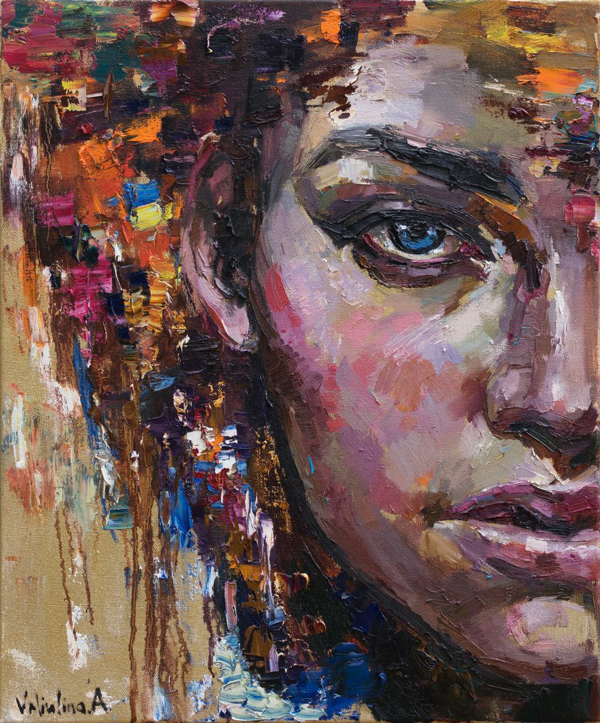 Behind Blue Eyes Woman Face Abstract Portrait Artfinder