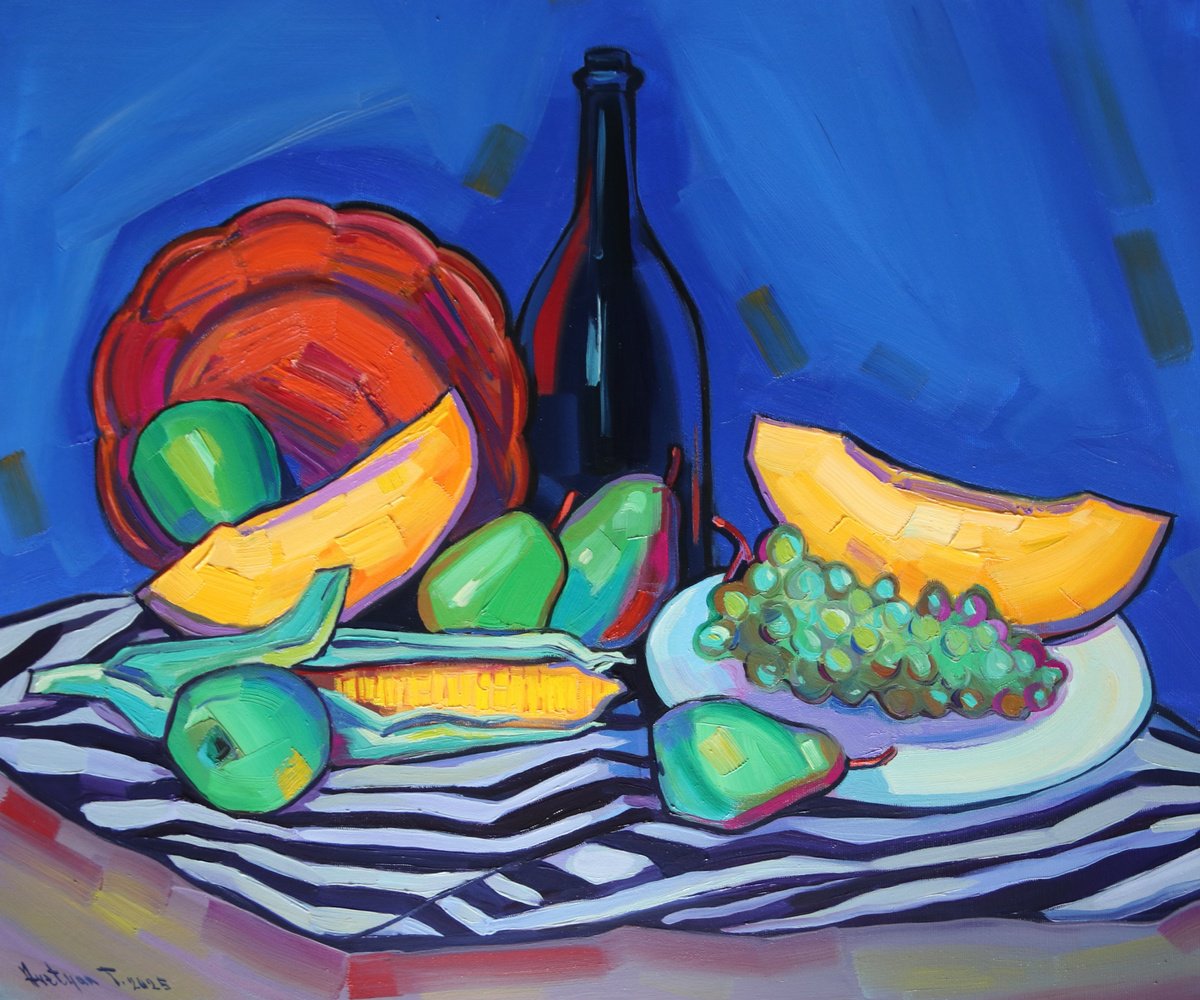 Impressionistic Still Life Oil Painting By Tigran Avetyan, 24 X 20", Still Life, Original Artwork