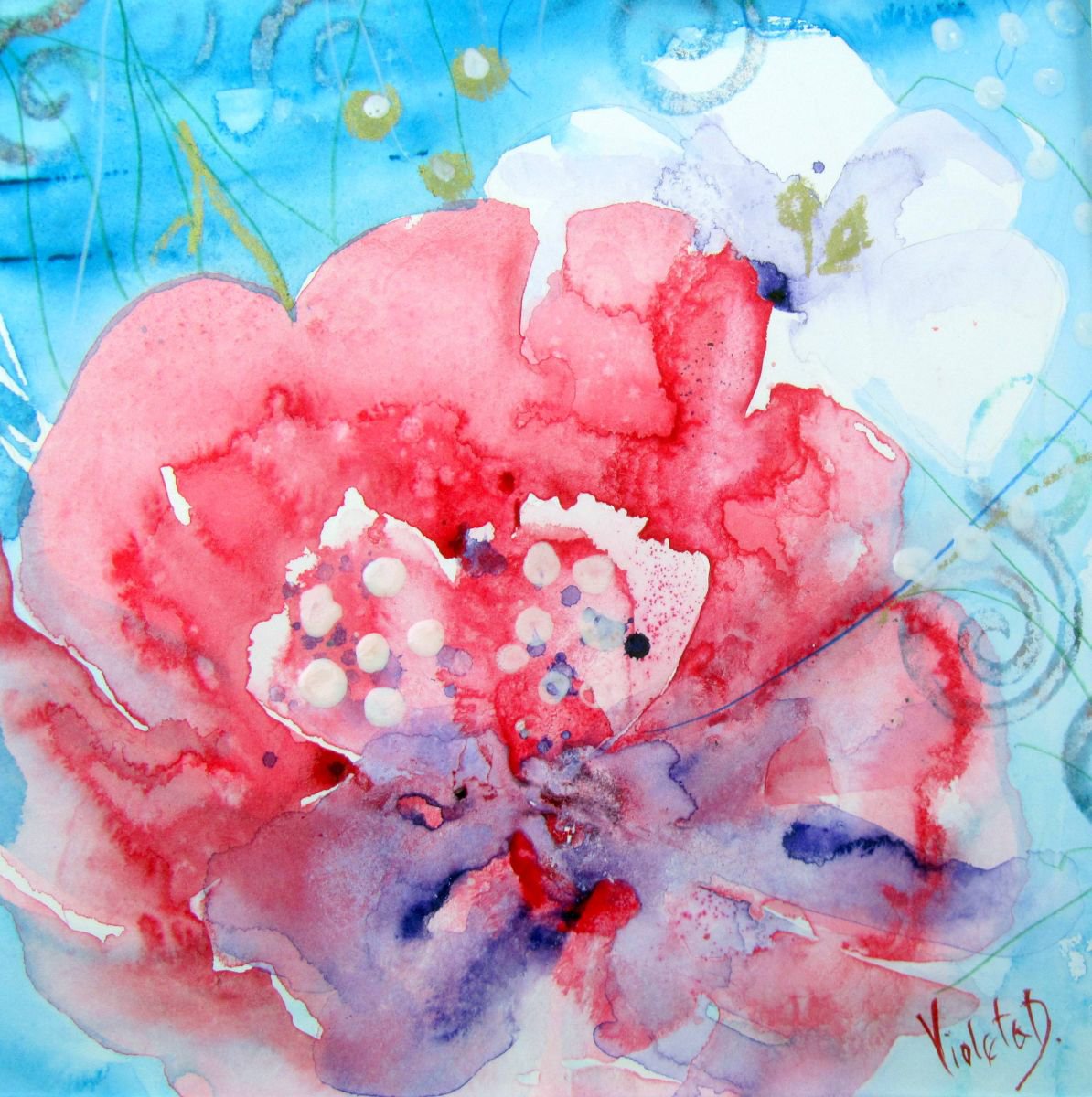 Abstract Rosa Rugosa in Bloom by Violeta Damjanovic-Behrendt