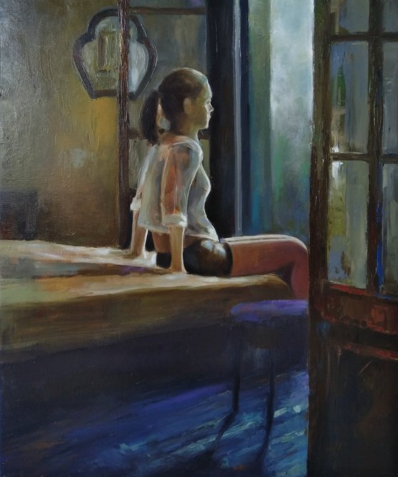 Young girl 60x50cm ,oil/canvas, impressionistic portrait