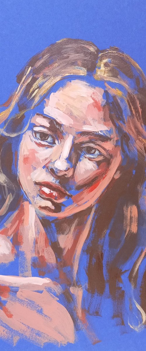Acrylic woman portrait 29.7x21 cm by Tatiana Myreeva