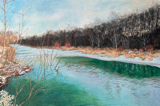 Winter landscape. Khimka river