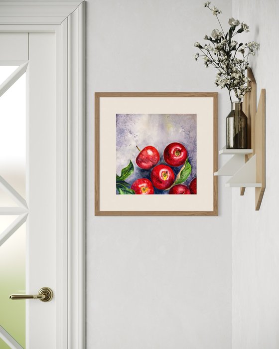 Red Apples on Cement