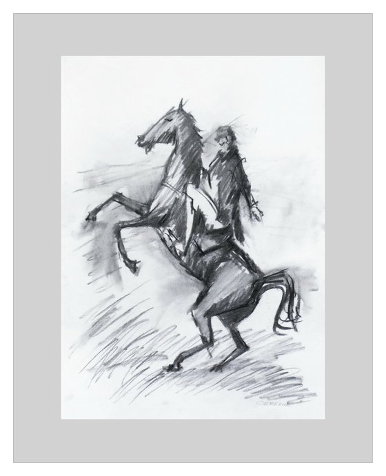 Horseman on a gray horse