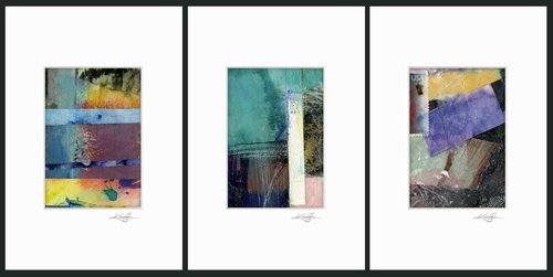 Abstract Collage Collection 5 - 3 Small Matted paintings by Kathy Morton Stanion by Kathy Morton Stanion