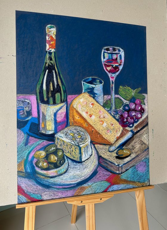 Wine and Cheese Still Life