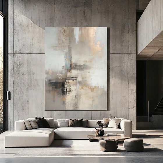 Abstract Gold and Beige Hazy City