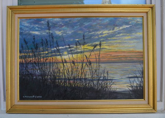 November Sunrise - 16X24 inch framed oil seascape (SOLD)