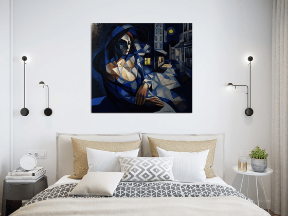 Night(90x80cm,  oil painting, ready to hang)