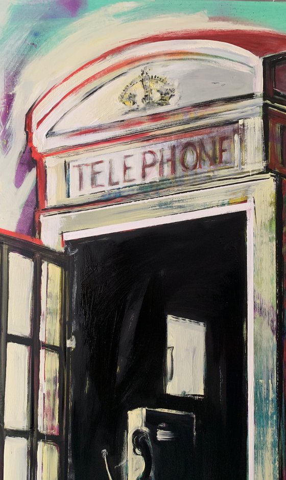 XXL Super bi painting - "Red phone booth" - Pop Art - Street art - Urban Art - England - London