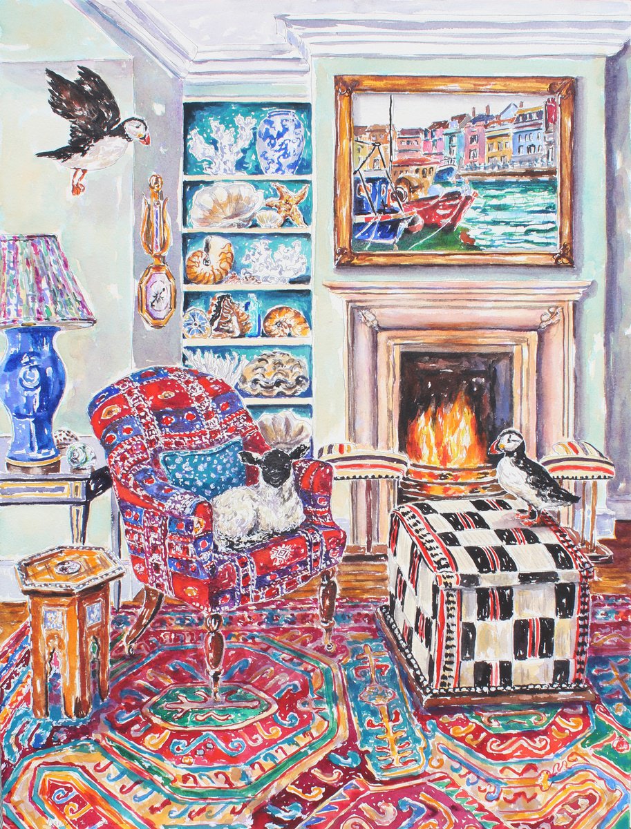 Impressionistic Cityscapes Watercolour By Kristen Olson Stone, 18 X 24", Feathers And Fleece, Original Artwork