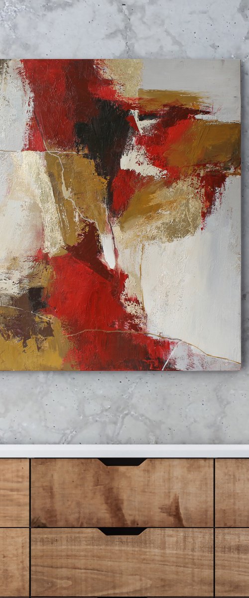"Florid" Burgundy gold abstract art by Yana Sagan