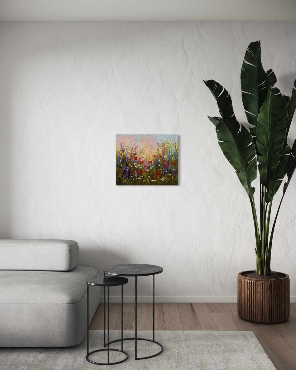 Impressionistic Botanical Acrylic Painting By Tanja Frost, 26 X 21", Summer Magic, Original Artwork