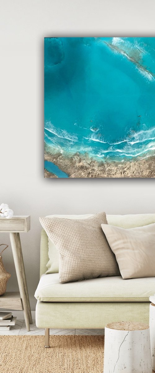 White Sand Beach - Aerial Ocean Painting by Ana Hefco