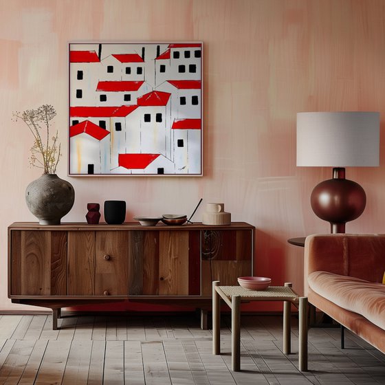 Acrylic - Red roofs