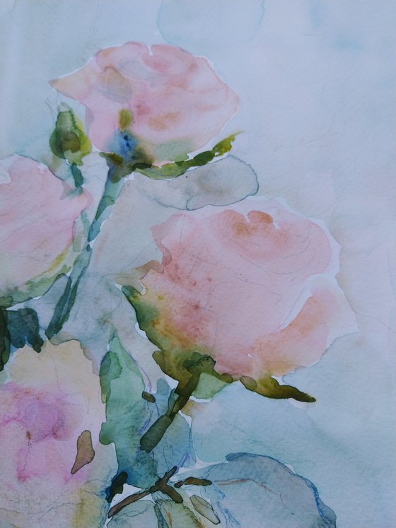 Roses. Original watercolour painting.