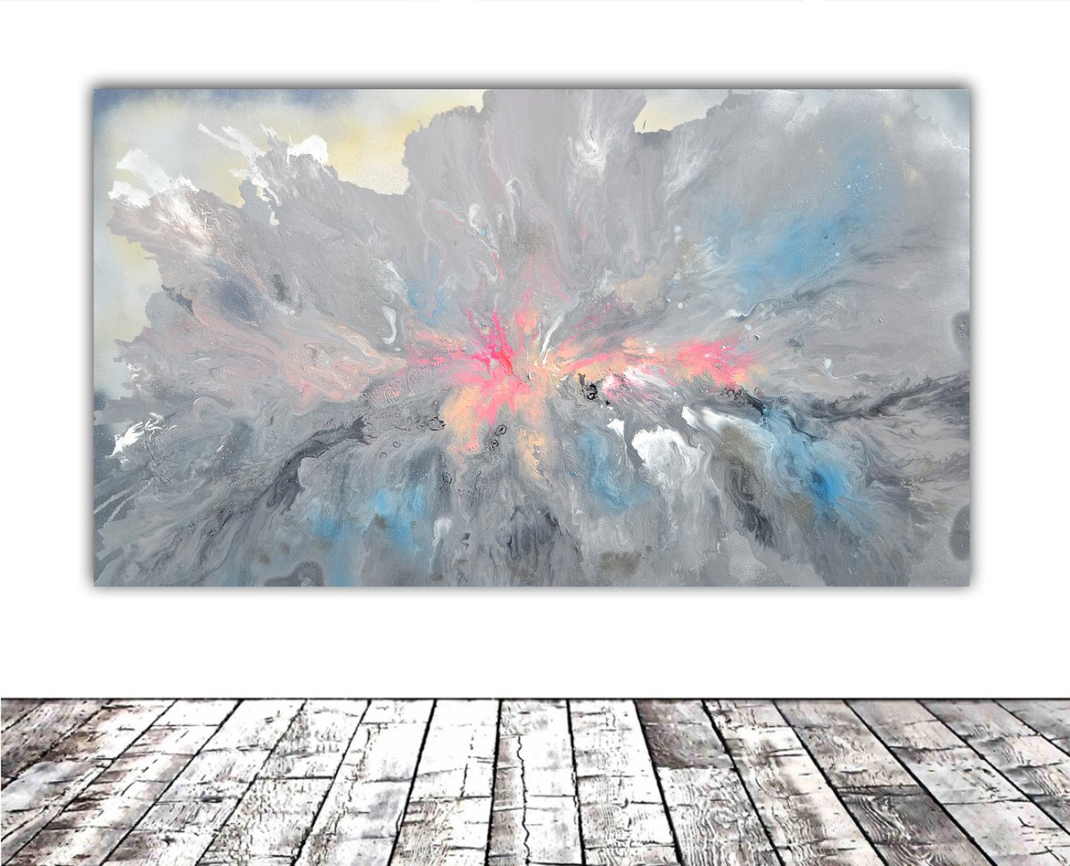 Abstract Acrylic Painting By Soos Tiberiu, 55 X 31", Neutral 3, Original Artwork