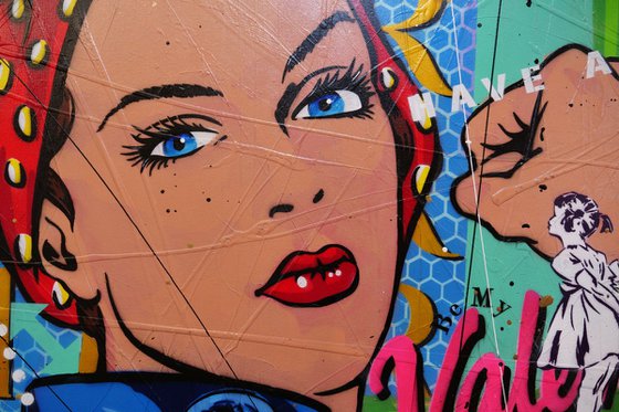 Rogue Hero Rosie 140cm x 100cm Rosie The Riveter Textured Urban Pop Art