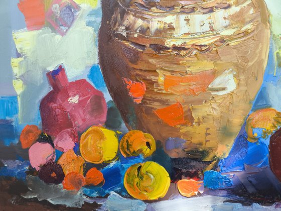 Clay Jug and Pomegranates