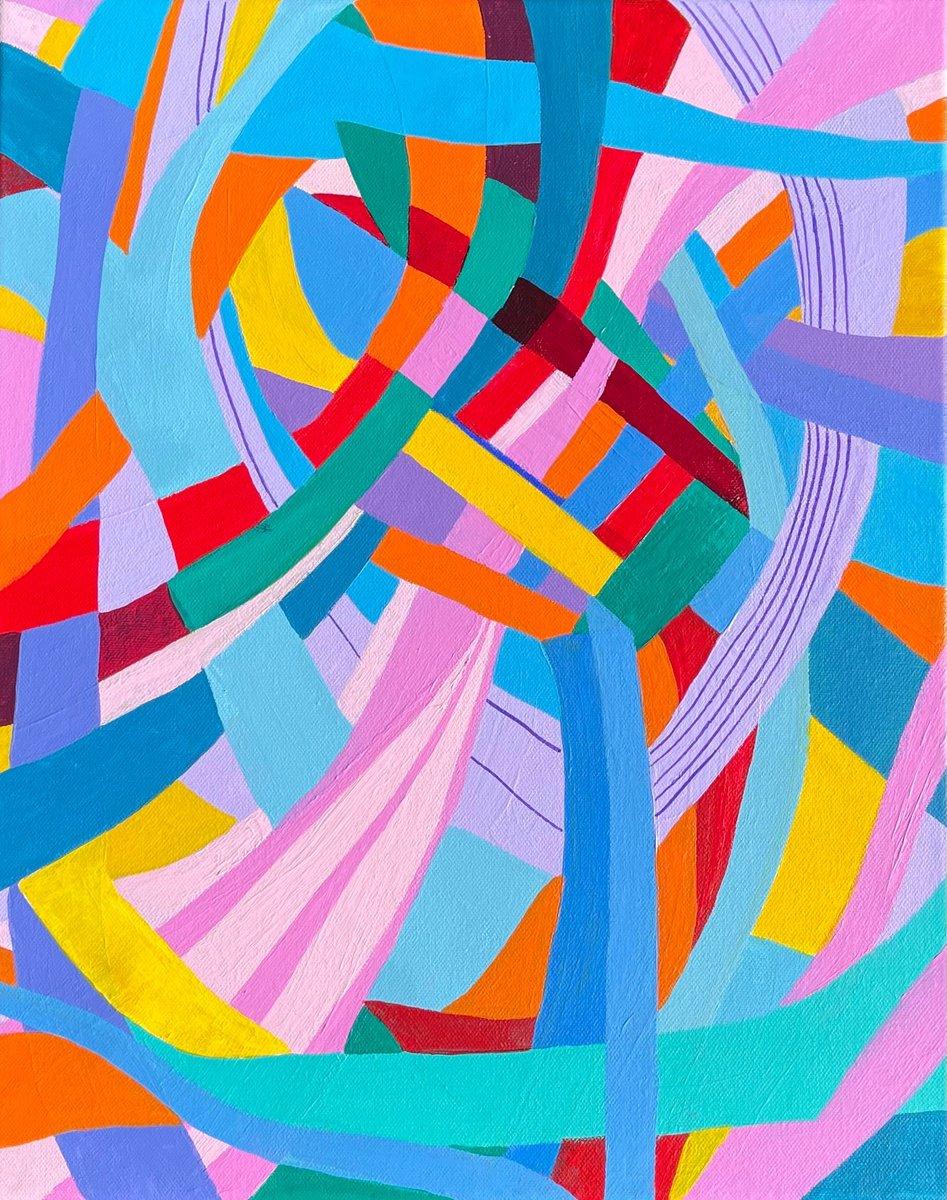 Abstract Acrylic Painting By Nan Zhao, 16 X 20", Falling, Original Artwork