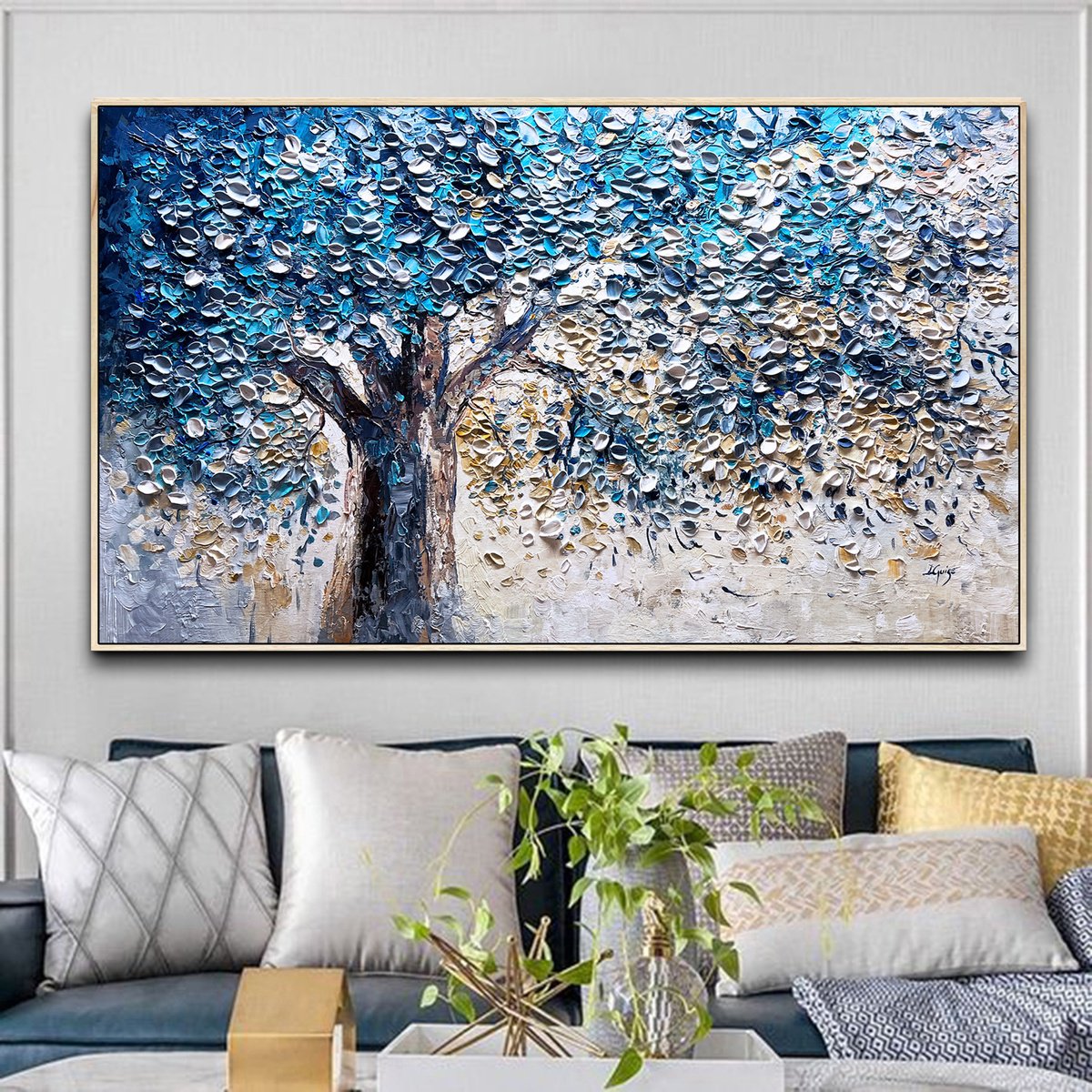  Blue Dreaming Tree By Lana Guise, 49 X 29, Artwork For Sale On Artfinder