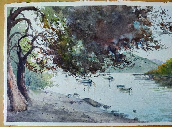 Kamp Kozarica, Croatia watercolor painting (2023), European coast