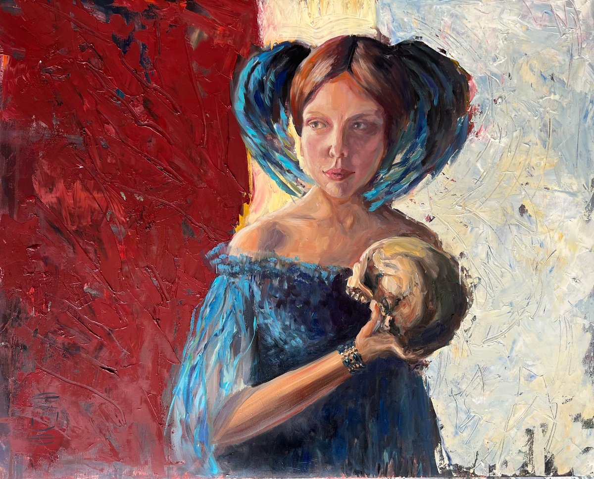Expressive Oil Painting , The Girl And Her Burden By Egle Kurlianskaite, 39 X 31, Artwork For Sale On Artfinder