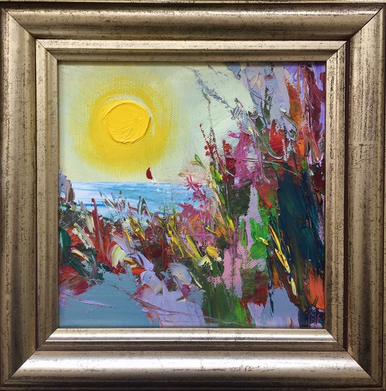 'AUTUMN BEACH' OIL PAINTING ON CANVAS FRAMED READY TO HANG