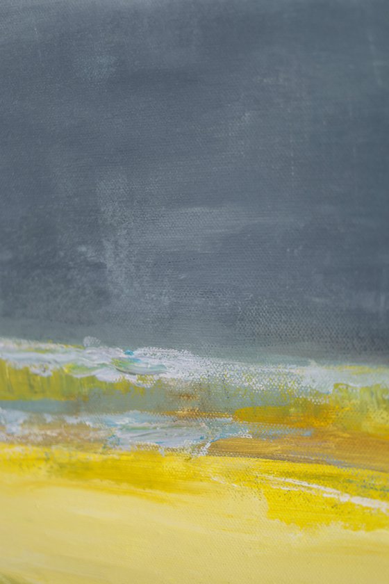 Yellow mood of ocean 30x30 inch 76x76cm by Bo Kravchenko