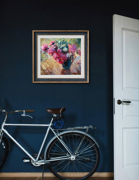 Evening still life. Peonies
