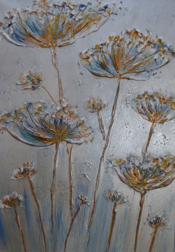 Cow Parsley textures with silver and bronze